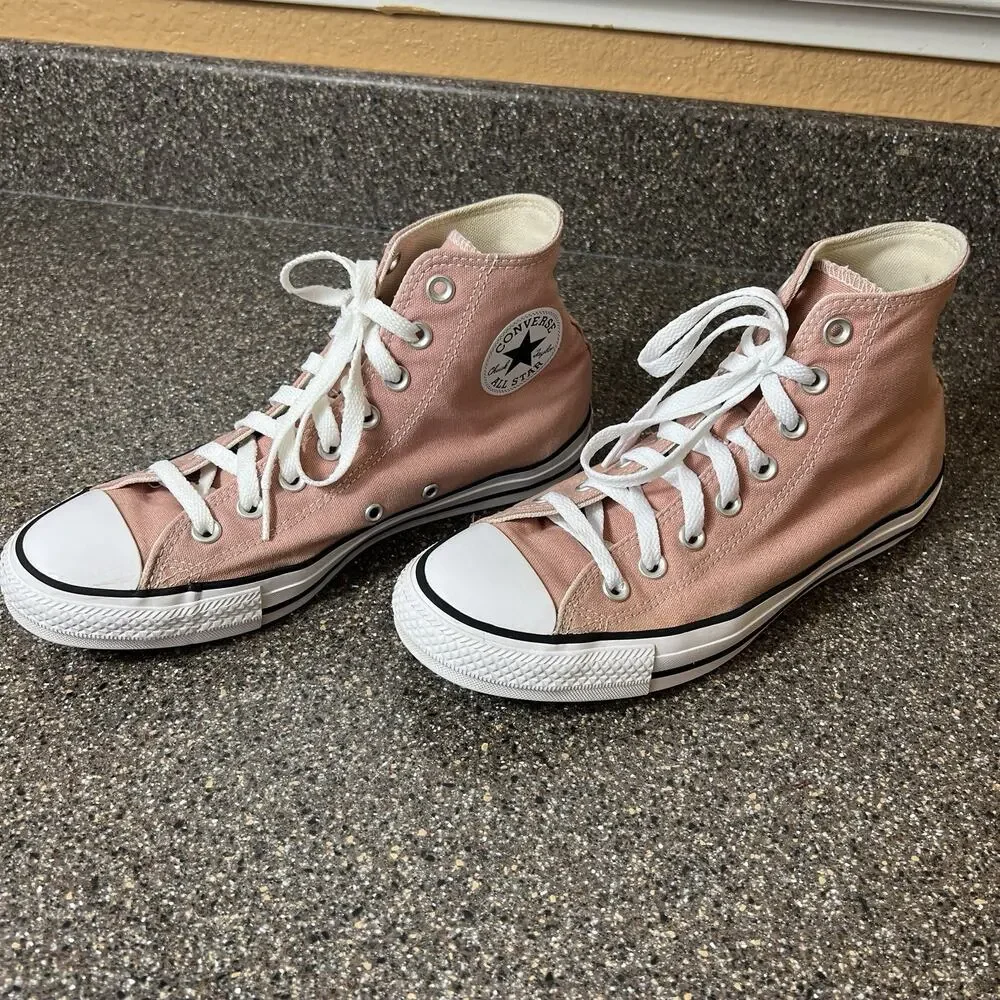 Converse All Star Hi-Top Pink/Peach Canvas Womens Sz 9.5 Sneakers Mens 7.5 Shoes